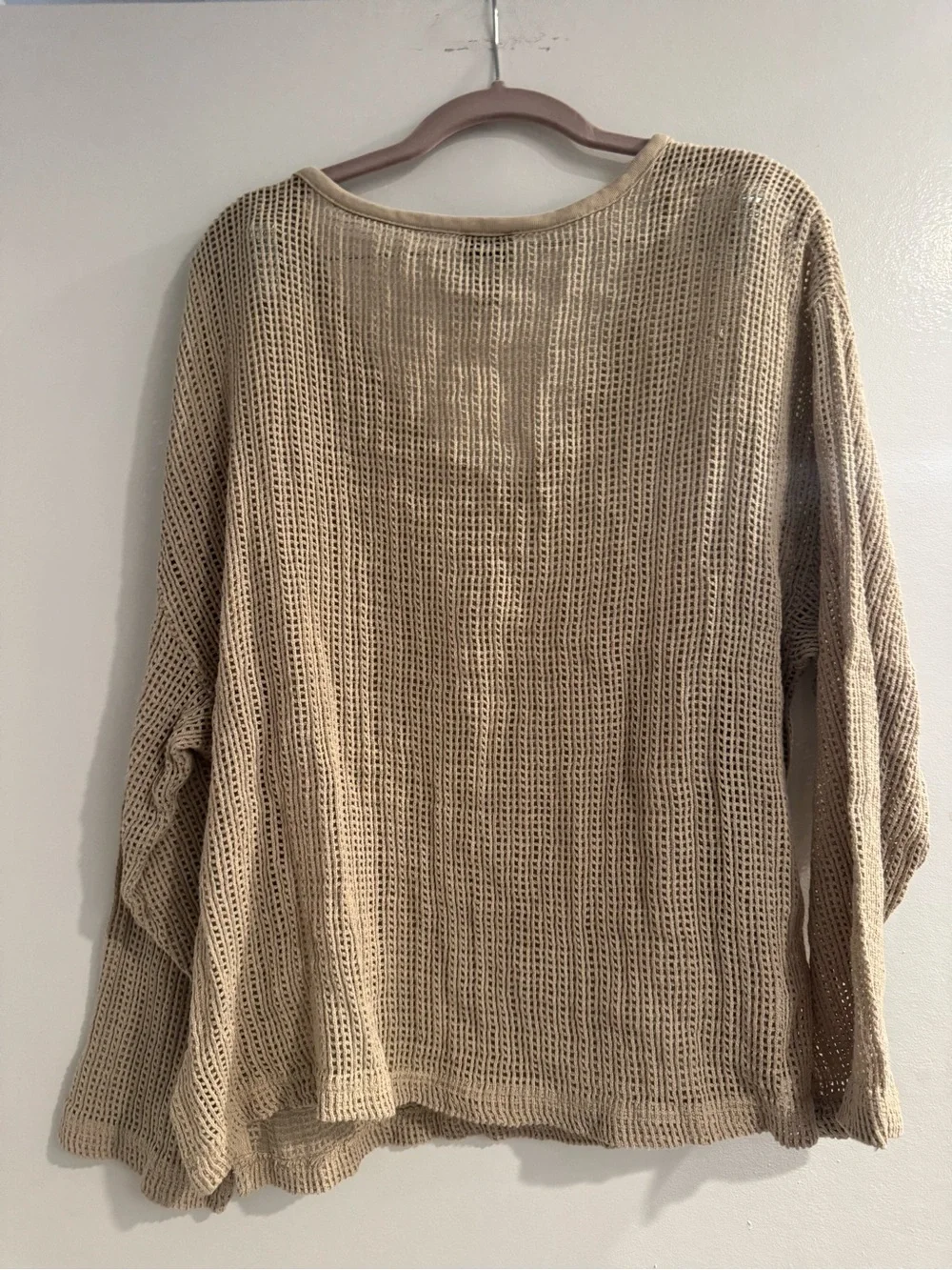 Coastal Grandma lightweight V-Neck Knit Sweater in Beige 100% cotton size large - Picture 6 of 6